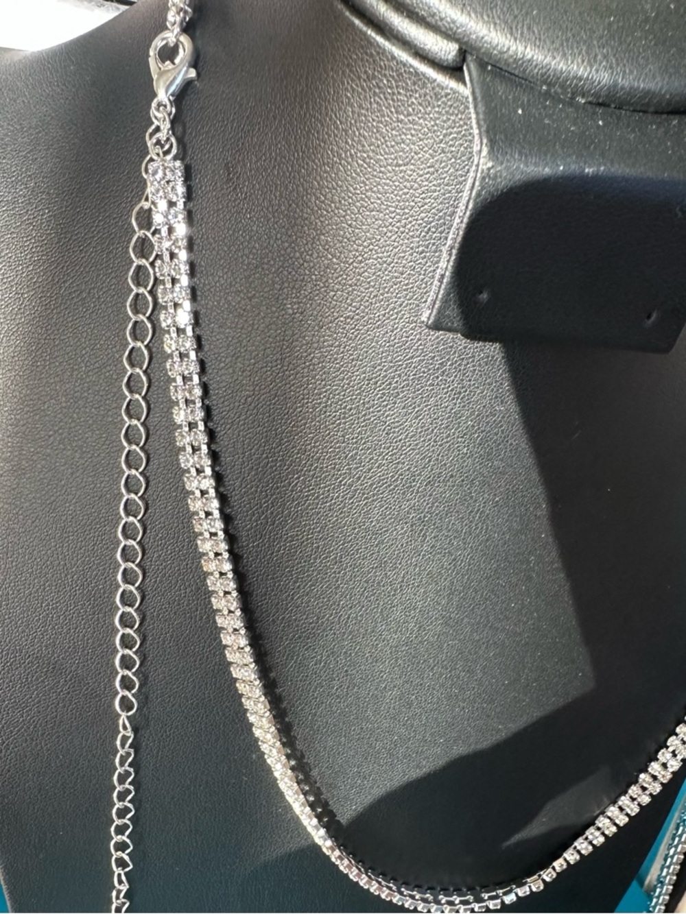 Silver Rhinestone Y Necklace Long Drop Necklace Elegant Sparkly Statement - Picture 6 of 10